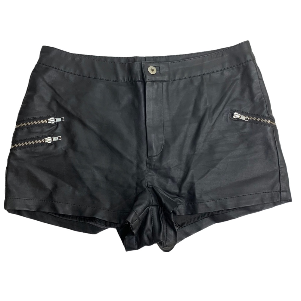 W118 by Walter Baker faux leather zipper detail shorts